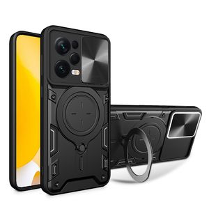 Sliding Lens täcker mobiltelefonfodral för Redmi A1 A2 Note 9 10 11 12 Pro Max 9T 10 10C 10A 11A Hybrid PC TPU Drop-Proof Kickstand Designer Phone Case