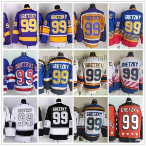 カスタムメン女性青少年Los'Angeles's'skings New Retro Ice Hockey Jerseys 99 Wayne Gretzky Ed Jersey