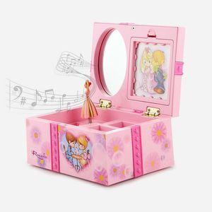Obiekty dekoracyjne figurki różowe tańczące dziewczyna muzyka ozdoby dekoracje domowe biżuteria organizator muzyczny pudełko WY804 230810