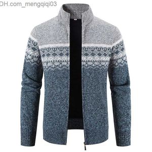 Herrtröjor Herrkardigan 2023 Vinter Ny dragkedja Fashion Stick Plus Size Sweater Splice Colorful Lock Rack Collar Coat Herrkläder Z230811