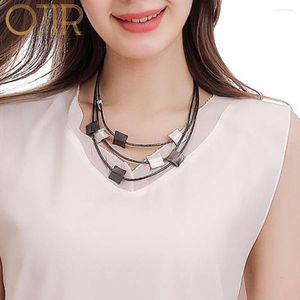 Pendant Necklaces In Chains Squares Necklace Modern Geometric Neck Chokers 2023 Kpop Fashion Goth Jewelry For Women Vintage Trending