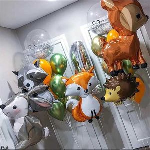 Decoração 2 pçs selva veados balão folha elefante girafa decoração de aniversário chá de bebê pano de fundo supplie