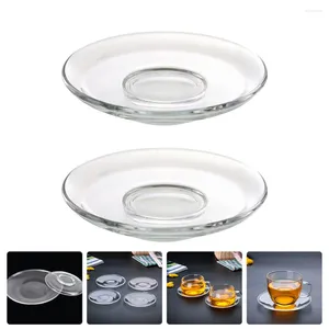 Xícaras picadas 2 pcs xícara de chá decoram montanhas -russas decorativas de vidro de mesa de armazenamento de lanches de tapa