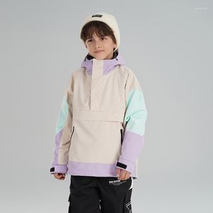 Skidjackor Searipe Ski Kids Snowproof Thermal Clothing Boys Girls Windbreaker Waterproof Winter varm kostym Snörock Snowboard slitage