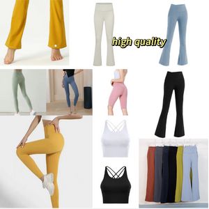 Lululemens Kobiety Nowy styl nr 1 Linggingi Flare Fitness Pants Sports Sport Yoga Casual Spodnie Lululemen Women Linen Spodni joga wysoka podzielone szorty Wysokiej jakości