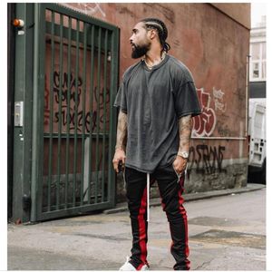 Spring Summer Side Spodnie suty Hip Hop Style moda Urban Sports Ubranie Crawler nogę Zip Vintage Jogger Pants Black Red339s