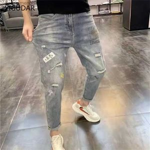 Jeans maschile elastico jeans stretto maschile maschile lacrima di cotone cotone denim ultra sottile pantaloni pantaloni da uomo marca jeans maschi zoans z230814