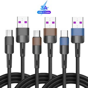 Противоскальменные USB-кабели тип C Нейлоновый плетеные микрозарядные микрозарядные