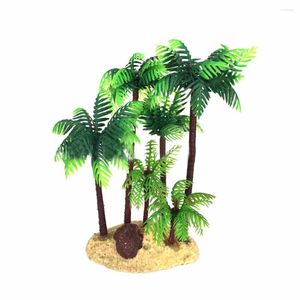 Dekorativa blommor 14 cm mini konstgjorda växter kokosnöt träd dekor falskt vattenlandskap dekoration