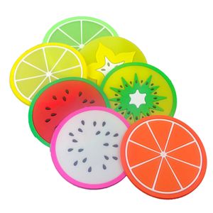 Silicone Fruit Coaster Pattern Colorful Round Cup Mats Cushion Holder Thick Drink Tableware Coasters Mug Insulated Coaster