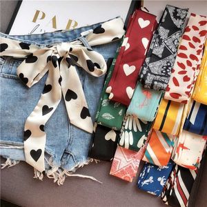 Bältesval Ribbon Jeans Dress Belt Women Imitation Silk Scarf Tie Dekorativa tygremsor All-Matchwide midjebälte för kvinnor 5x200cm