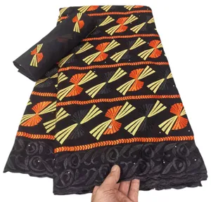 5+2 yarda İsviçre Vual Rhinestones Dantel Kumaş Nijeryalı Kadınlar Akşam Yemeği Partisi Resmi Elbise Pamuklu Bayanlar Diş Giysileri Dentelle Tekstil Kadın Elbise Yeni Gelişler 2023 YQ-8068