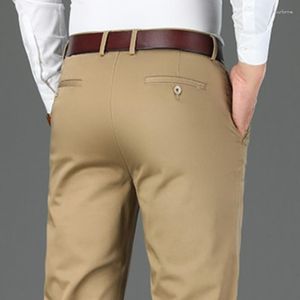 Męskie spodnie 4 kolory jesień mężczyzn biznesowy mały prosty swobodny modalny elastyczność bawełniana stałe kolory spodnie męskie marka khaki czarna