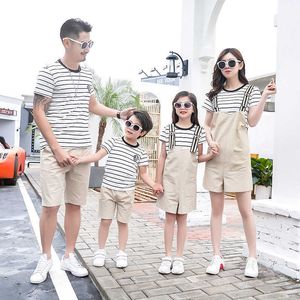 Passende Familien-Outfits, passende Familien-Outfits, Sommer, Strand, Mutter, Tochter, Vater, Sohn, lässiges Baumwoll-T-Shirt, Shorts, Urlaub, passende Paar-Kleidung