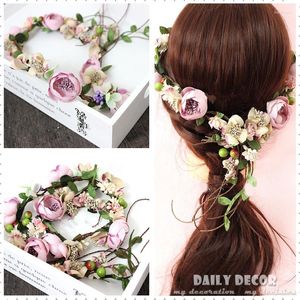 Decorative Flowers Forest Style Artificial Bride's Wreath Wedding Bridal Party Garland Headwear Headband Guirnalda Grinalda