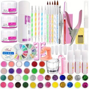 Kit per nail art acrilico completo - 36 colori, liquido, scintillio, file, consigli francesi di più - perfetto per i professionisti dei principianti!