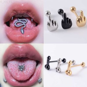 1Pcs Gothic Snake Surgical Steel Tongue Piercing Studs Women Men Cool Punk Hip Hop Rock Spider Tongue Barbell Rings Body Jewelry L230811