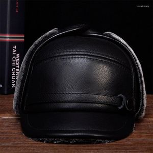 Ball Caps HL132 Men's Genuine Leather Baseball Cap Hat Brand Style Spring Cow Bomber Hats