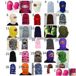Cycling Caps Masks Wholesale Clava Knitted Fl Face Ski Mask Shiesty Camouflage Knit Fuzzy Fashion Accessories Hats Scarves Drop De Dhcf9