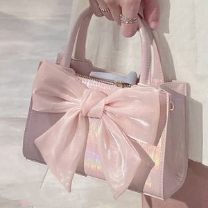 Вечерние сумки модные женские сумочки сумочки Summer Pink Bownot Женская подмышка Sweet Girl's маленькая квадратная сумка для мессенджера 230810