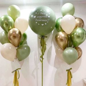 Decoration 40pcs Retro Green White Gold Balloons Birthday Decorations Adult Kids Boy Girl Baby Shower Wedding Metallic Globos