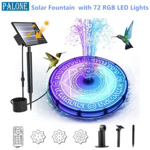 Dekoracje ogrodowe Palone Solar Water Pump Solar Ptakowa kąpiel z RGB 6 Tryby LED LED LED 3600 mAh Bateria z zdalnym sterowaniem dla stawu 230810