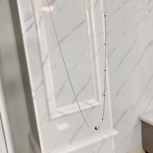 Kedjor 925 Sterling Silver Ball Halsband Kvinnors mångsidiga kryddig tjejbönkedja Kedja Ins nisch Design Personlig halschain