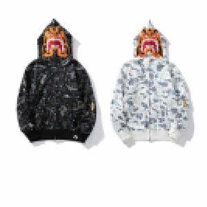 A Bathing Ape Autumn and winter Men's Starry Night Glow Shark Zipper Sweater Men's and Women's Camo Hooded Coat Bathing Ape Hooded