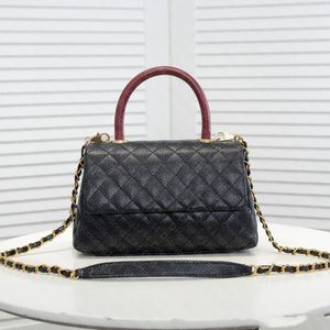 Designväska kvinnor äkta läder handväska axelväskor crossbody väska flickor kaviar diamantgitter handväskor
