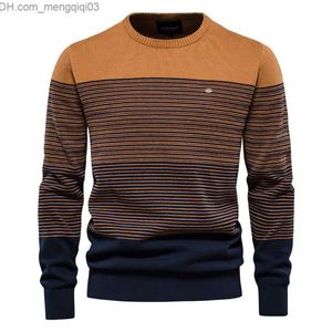 Men's Sweaters AIOPESON brand cotton sweater for men's fashion and leisure O-neck panel patterned knitted sweater for men's winter warmth Z230811