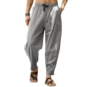 Herrenhosen Kordelstring Baumwollwäsche atmungsaktive weiche Laterne Jogger lässige elastische Taille Lose Yoga Harem Hosen