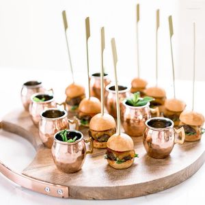 Wine Glasses 6 Pcs 60ml Mini Copper Moscow Mule Mug Rose Gold Bar Party Cocktail Cup Mixing Cold Drinks Tumbler S Glass Bamboo Tray Set