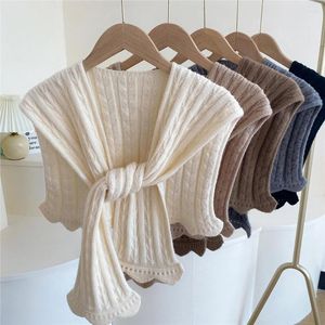 Bow Ties Autumn Knitted False Collar For Women Fake Shawl Wrap Necklace Detachable Shirt Dress Decorative Small