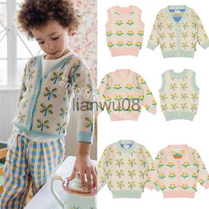 Jackets EnkeliBB Designer Kids Girls Winter Clothes Cardigans For Toddler Girl RCute Flower Pattern Pink Knit Coats baby brand Winter x0811