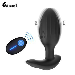 Anal Toys Anal Plugs Wireless Remote Control Telescopic Dildo Vibrator Gay Masturbation Massager Silikon Vattentäta män Sexleksaker för 230810