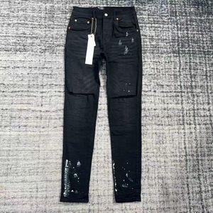 Mens Purple Jeans Designer مكدسة سروال طويل Ksubi تمزق العلامة التجارية High Street رقعة رقعة الثقب