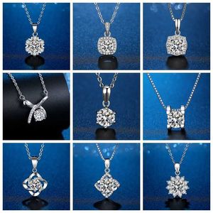 Luxus Tiff Modemarke Schmuck S925 Sterling Silber Mosang Steinquadratisches Rundpaket Sonnenblume Sechs Klauen Schneeflocken mit Halskette weiblich ein CA -Anhänger