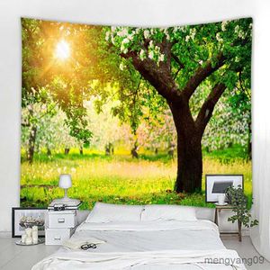 Tapestries Sunshine Tree Carpet Wall Cloth Tapestry Mandala Landscape Home Decor Tapestry Nature Forest Tapestry Wall Mount R230811