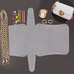 Väskdelar Tillbehör 5st/Set Weaving Plastic Mesh Plastic Mesh Kit With Metal Chain Buckle DIY Bag Accessories Weaving Tools Easy Knit Helper 230810