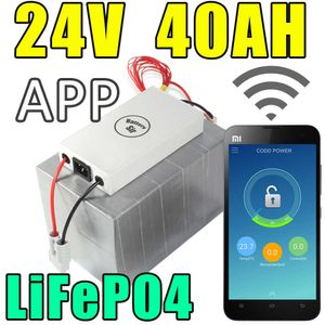 24 V 40AH LifePo4 Aplikacja Pilot zdalny sterowanie Bluetooth Solar Energy Electric Rower Pack Bateria EBIKE 1000W
