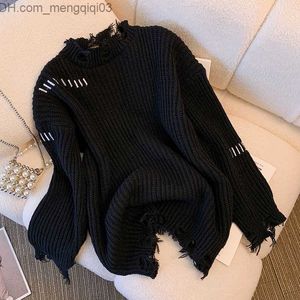 Men's Sweaters Sweater Day system cold wind black holes loose traction Sweater Autumn and the new design of Winter feel lazy on the top of the Sweater Z230811