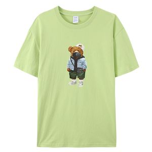 Gentleman Mr. Teddy Bear Nice Guy Prints Män Kort ärm Street Cotton T-shirts Löst överdimensionerade kläder Casual Breattable Tees