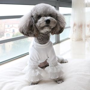 Футболка для собак Puppy Thin Section Pet Cotton Ctoth Cute Close Lace Dellover Пуловая рубашка нижняя рубашка плюшевая одежда Bichon Poodle Dog Одежда xs 230810