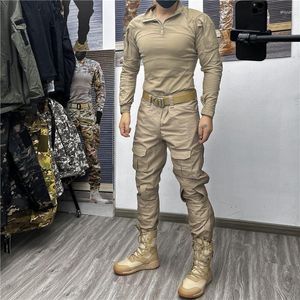 Мужские спортивные костюмы весенняя осень на открытом воздухе камуфляж Camouflage Complage Complage Reste Repair Fitness Card его черные повседневные брюки сафари для мужчин костюмы для мужчин