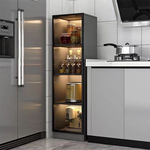 3-5-layer kitchen storage rack Multi-functional seam storage cabinet floor multi-layer storage refrigerator slot bowl storage