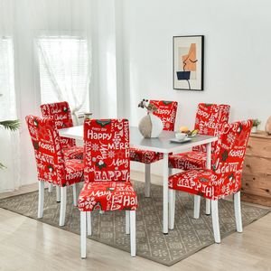 Noel Sandalyesi Kapak 6 PCS Set Xmas Sandalye Kapağı Yemek Odası Spandex Elastik Sandalye Slipcover Housse De Chaise