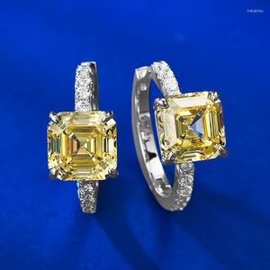 フープイヤリング2023 925シルバーハイカーボンダイヤモンドアスクット8黄色と白のピンクの耳指輪ヨーロッパの女性クロスボーダーa
