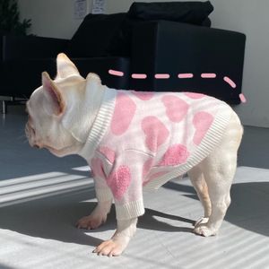 Hundkläder husdjur rosa tröja kläder hund katt älskar tröja lag slåss teddy schnauzer net röd valp höst och vintertröja för husdjur 230810