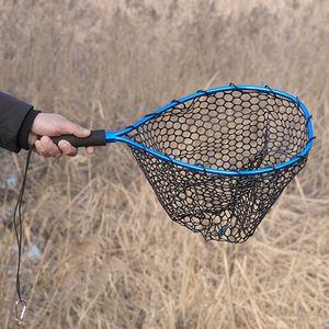 Fiske tillbehör Fly Net Mesh Study Handle Landing Trout Catcher Network Lanyard Rope Outdoor Tackle Equipment 230811