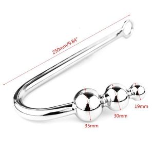 Anal Toys rostfritt stål par erotiska anal krok vuxna sex leksaker silver slavspel unisex längd 250 mm boll 19/30/35 mm 230810